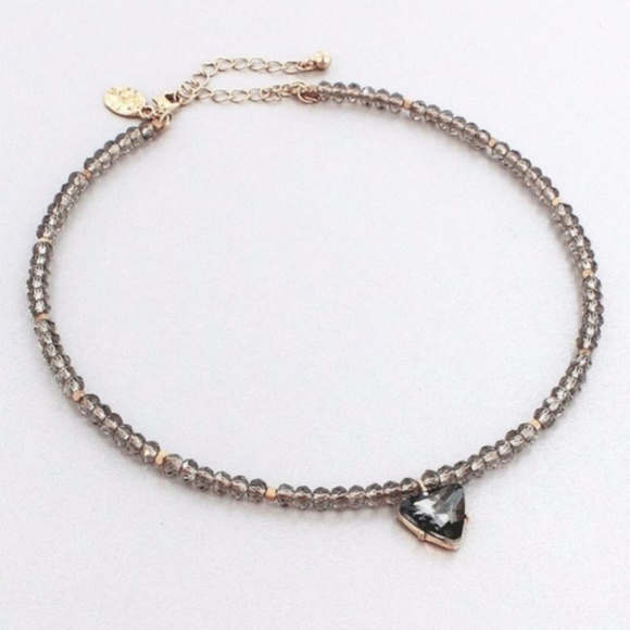 Simple Feather Boutique Jewelry - Black Crystal Triangle Choker